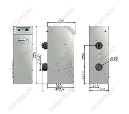 Водонагреватель Midi Heat EHD. 60 кВт. 4х15. 380В. цифровой . тэн титан