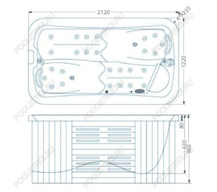 Гидромассажный бассейн IQUE Capri 2100-CDL-BP (WiFi) (212х112х74 см)